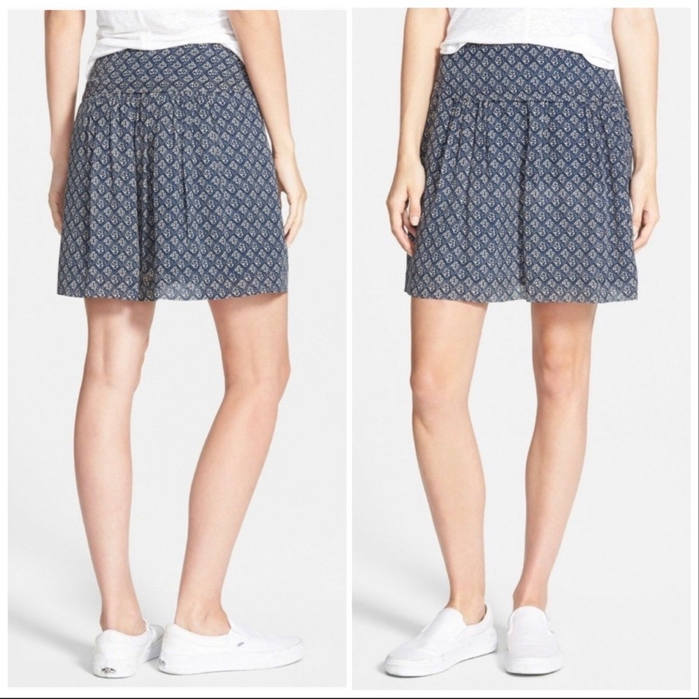Madewell Blue Silk Patterned Flounce Mini Skirt 2